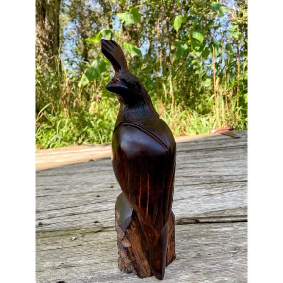 Vintage Heavy Carved Wood Quail Bird Sculpture - Picture 2 of 14